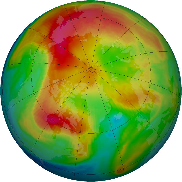 Arctic ozone map for 22 February 1988